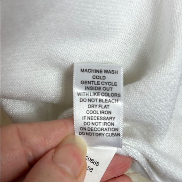 Cable & Gauge White Open Front Cardigan Sweater with Closure Detail - Size Large - Picture 12 of 12